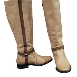 Ralph Lauren Tan and Brown Over the Knee Boots